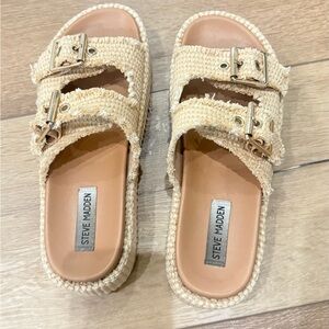 Steve Madden Beige Double Buckle Sandals